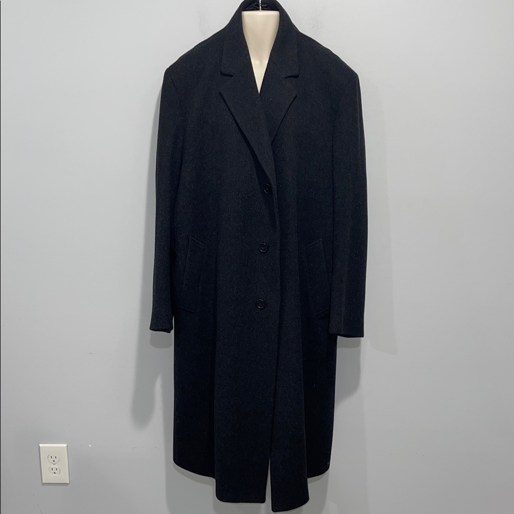 Men’s Nordstrom Loro Piana fabric 100 percent lambswool overcoat gray size 46R